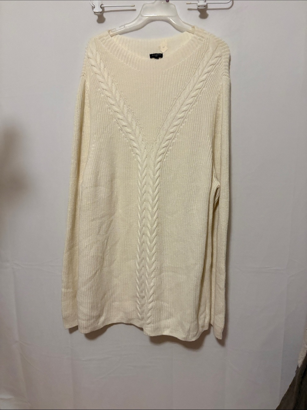 Talbots Cream Cable-Front Scoop Neck Sweater